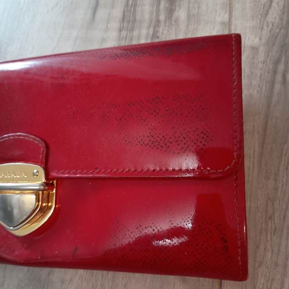 Auth PRADA Pink Patent Leather Gold-Tone Logo Womens Long Wallet - Picture 4 of 16